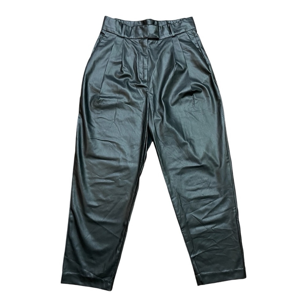 H&M Faux Leather Pleated Trousers - Picture 5 of 12